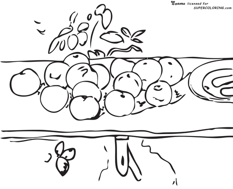 Still Life With Apples By Paul Cezanne Coloring Page